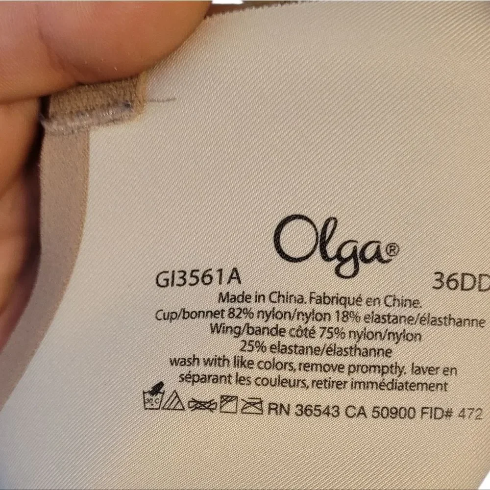 Olga Light Beige Leopard Print Underwire Bra Women's Size 36DD